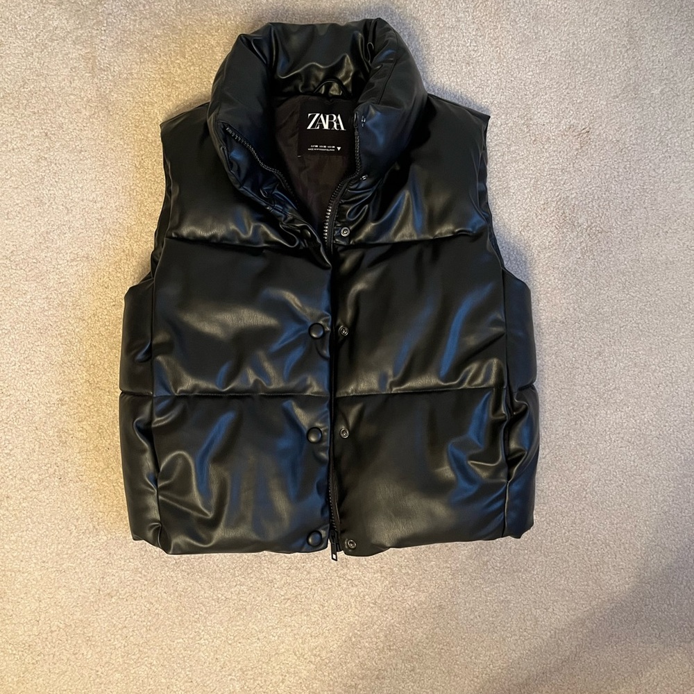 ZARA pleather puffer vest